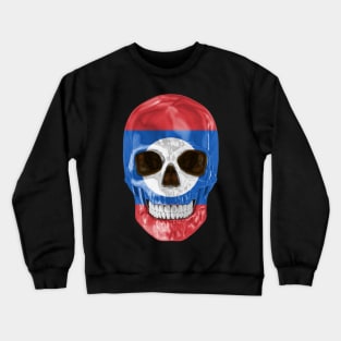 Laos Flag Skull - Gift for Lao With Roots From Laos Crewneck Sweatshirt